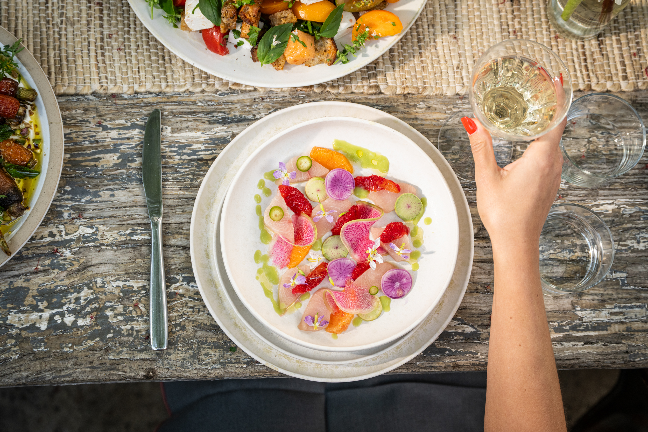 Photo of fancy outdoor dinner party food